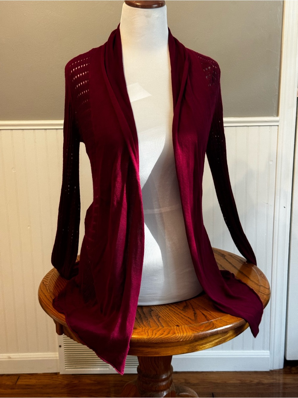 Express Open-Front Cardigan in Deep Burgundy